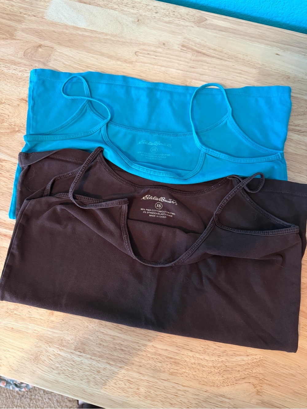 Eddie Bauer Cami Tank Tops - Teal & Chocolate Brown, all XS